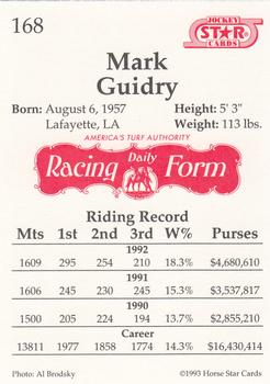 1993 Jockey Star #168 Mark Guidry Back